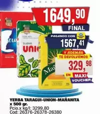 Suave - YERBA TARAGUI-UNION-MA
x 500 gr.