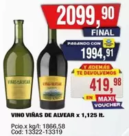 X$ - VINO VI	ilde{N}AS DE ALVEAR x 1,125 lt.