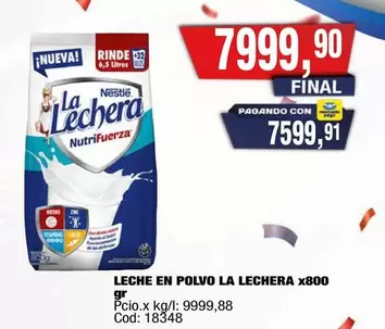 32 - LECHE EN POLVO LA LECHERA x800 gr