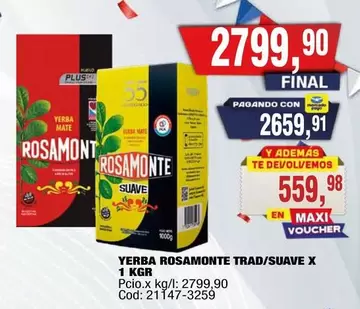 Rosamonte - YERBA ROSAMONTE TRAD/SUAVE X 1 KGR