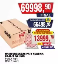 Paty - HAMBURGUESAS PATY CLASICA CAJA X 60 UNID.