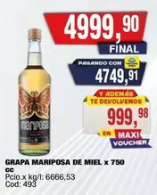 Mariposa - GRAPA MARIPOSA DE MIEL x 750