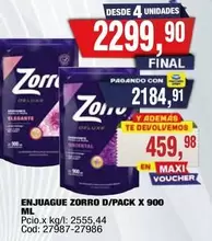 Zorro - ENJUAGUE ZORRO D/PACK X 900 ML