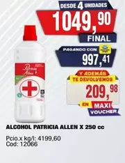 Patricia Allen - ALCOHOL PATRICIA ALLEN X 250 CC