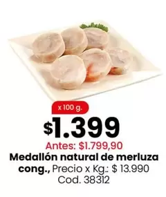 X$ - Medallón natural de merluza cong.