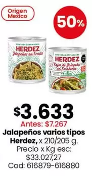 Origen - Jalapeños varios tipos