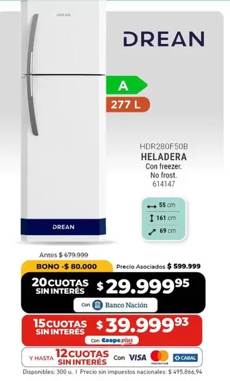 Drean - HELADERA HDR280F50B