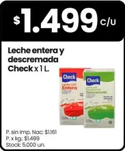 X$ - Leche entera y descremada