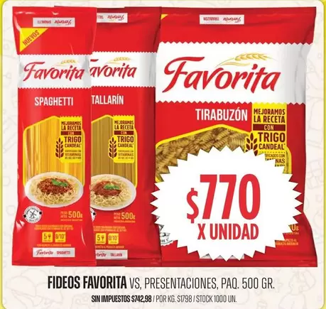 Favorita - Fideos Tirabuzón