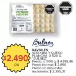 X$ - Ravioles Verdura y Queso Plancha