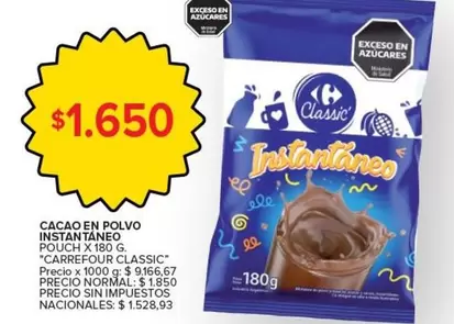 Carrefour - CACAO EN POLVO INSTANTÁNEO
