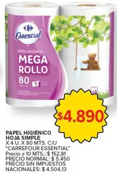Carrefour - PAPEL HIGIÉNICO MEGA ROLLO HOJA SIMPLE