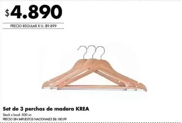 krea - Set de 3 perchas de madera