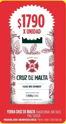 Cruz de Malta - YERBA CRUZ DE MALTA TRADICIONAL SIN TACC