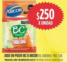 Arcor - JUGO EN POLVO BC O ARCOR VS. SABORES