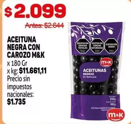 M&K - ACEITUNA NEGRA CON CAROZO
