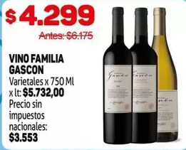 X$ - VINO FAMILIA GASCON Varietales