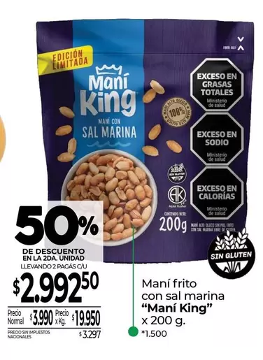 King - Maní frito con sal marina