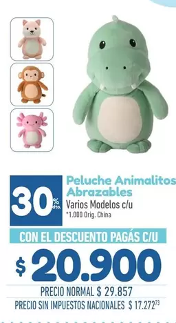 Peluche Animalitos Abrazables Varios Modelos c/u