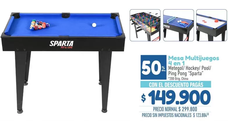 Fit - Mesa Multijuegos 4 en 1