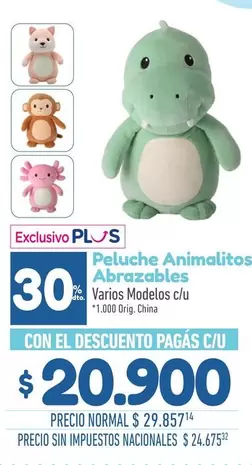 Peluche Animalitos Abrazables Varios Modelos c/u