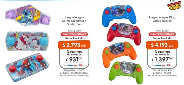 Spiderman - Juego de agua Stitch, Unicomio o