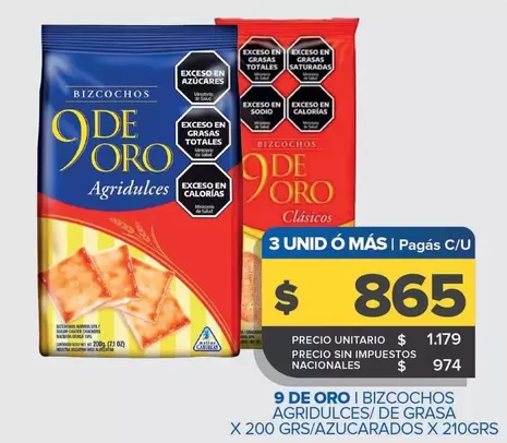 9 De Oro - Bizcochos Agridulces/De Grasa