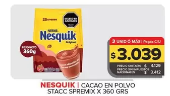 Nestlé - Nesquik Cacao En Polvo Stacc Spremix