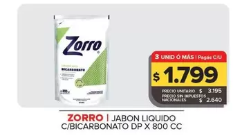 Zorro - Jabon Liquido C/Bicarbonato