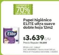 Elite - Papel higi
uevo ELITE Ultra suave doble hoja 12m2