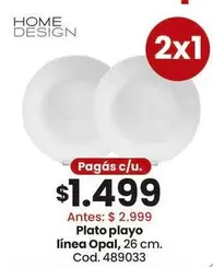 Plato playo línea Opal, 26 cm. Cod. 489033