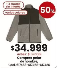 Campera polar de hombre, Cod. 617453-617458-617426