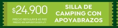 SILLA DE CAMPING CON APOYABRAZOS