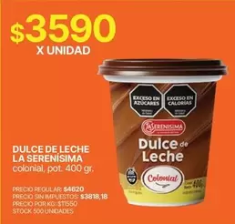 La Serenísima - Dulce de Leche Colonial