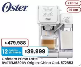 Oster - Cafetera Prima Latte BVSTEM6801W