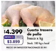 X$ - Cuarto trasero de pollo fresco