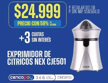 Nex - EXPRIMIDOR DE CITRICOS NEX CJE501