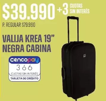 krea - VALIJA KREA 19" NEGRA CABINA