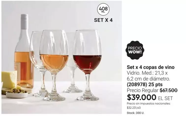 X$ - Set x 4 copas de vino