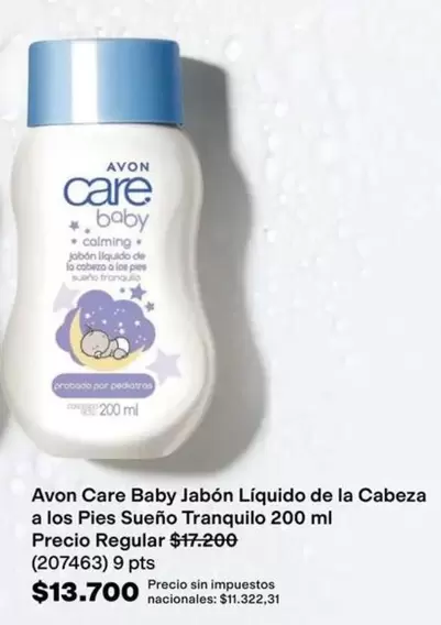 Avon - Care Baby Jabón Líquido de la Cabeza a los Pies Sueño Tranquilo (207463)