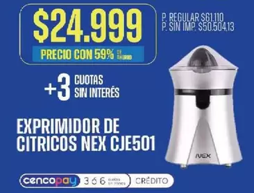 Nex - EXPRIMIDOR DE CITRICOS NEX CJE501