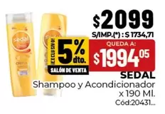 Sedal - Shampoo y Acondicionador x 190 Ml. Cód:20431