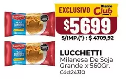 Lucchetti - Milanesa De Soja Grande x 560Gr. Cód:24310