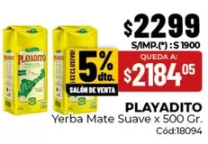 Playadito - Yerba Mate Suave x 500 Gr. Cód:18094