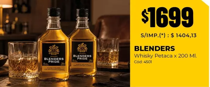 Blenders - Whisky Petaca x 200 Ml. Cod 4501