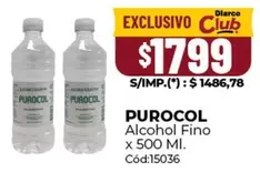 Purocol - Alcohol Fino x 500 Ml. Cód:15036