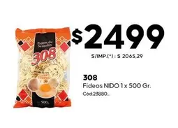 Savora - Fideos NIDO 1 x 500 Gr. Cod.23880.