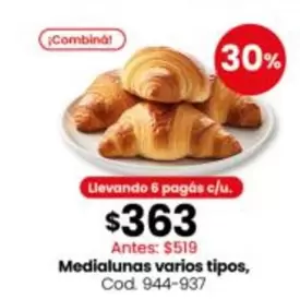 Medialunas varios tipos, Cod. 944-937