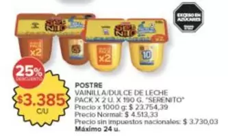 Serenito - POSTRE VAINILLA/DULCE DE LECHE