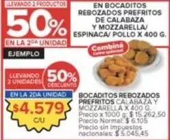 X$ - BOCADITOS REBOZADOS PREFRITOS DE CALABAZA Y MOZZARELLA/ESPINACA/ POLLO